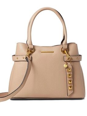 Aldo Blush Beige Pebbled Satchel with Gold Accents